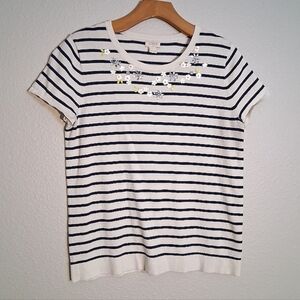 J. Crew Jeweled Striped Sweater Blouse Small